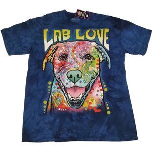 The Mountain Tie Dye LAB LOVE Big Dog Animal Print Blue Psychedelic Size XL